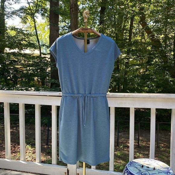 32 Degrees Cool Blue Waist Tie Sheath Knee Length Dress - Picture 1 of 7